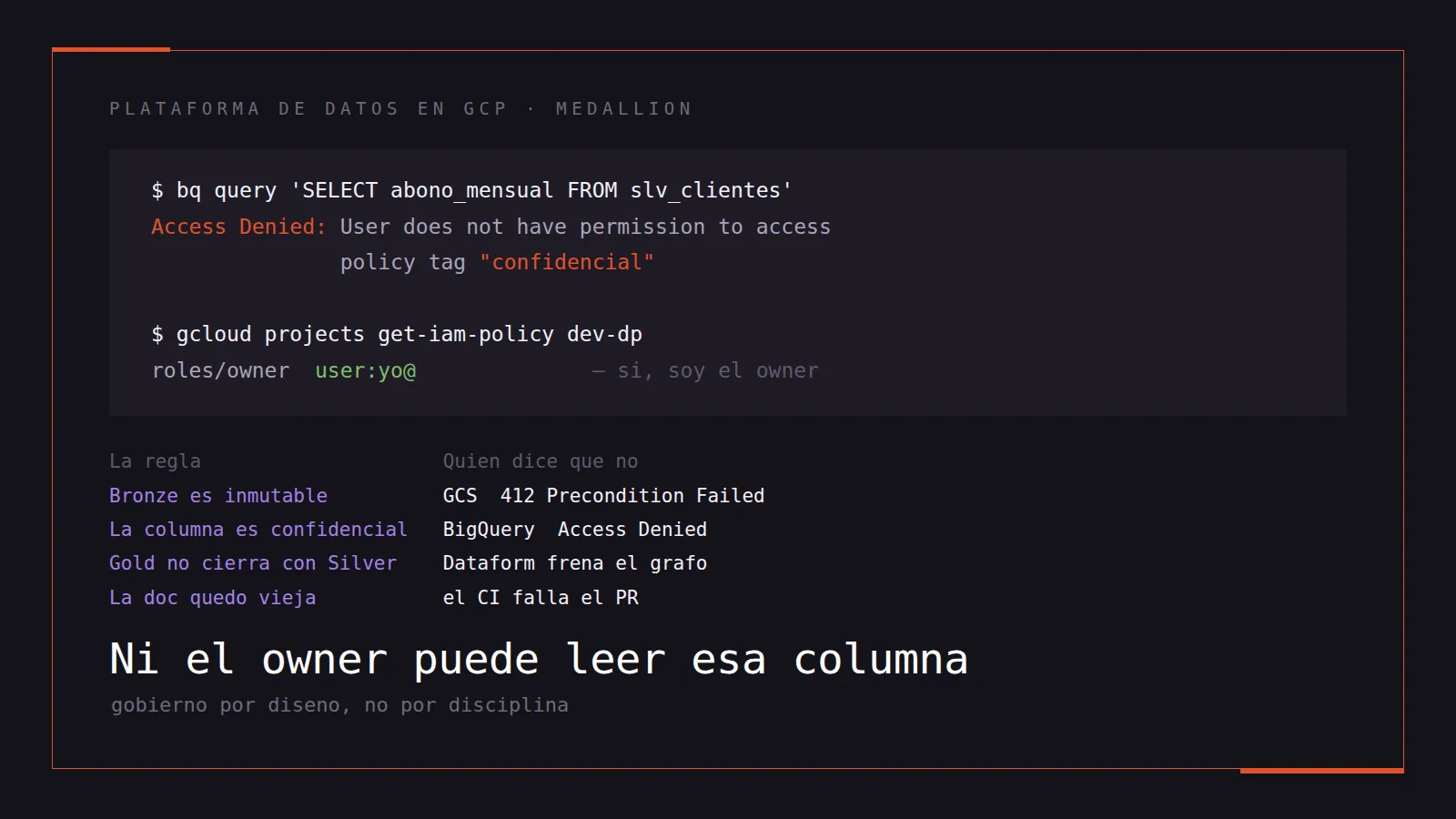 Ni el owner del proyecto puede leer esa columna